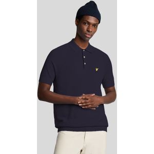 Lyle & Scott Linnenmix Gebreide Polo - Donkerblauw