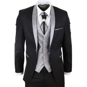 Heren - 4-delige - Zwart - Maatpak - Tailored Fit