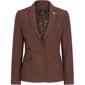 Dames - Roestbruin - Visgraat - Wollen Tweed Blazer