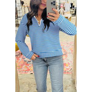 Gestreepte Rits Hals Top