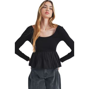 Gelaagde Peplum Langsleeve Top