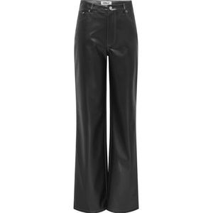 Only - Onljuicy-lana Hw Wide Faux Le Pant - Zwart - Damesbroek