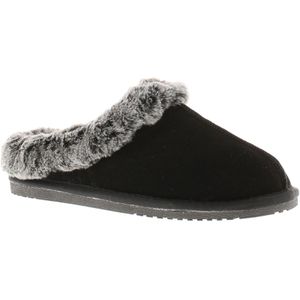Hush Puppies - Amara - Slippers - Zwart - Suède met Imitatiebontvoering