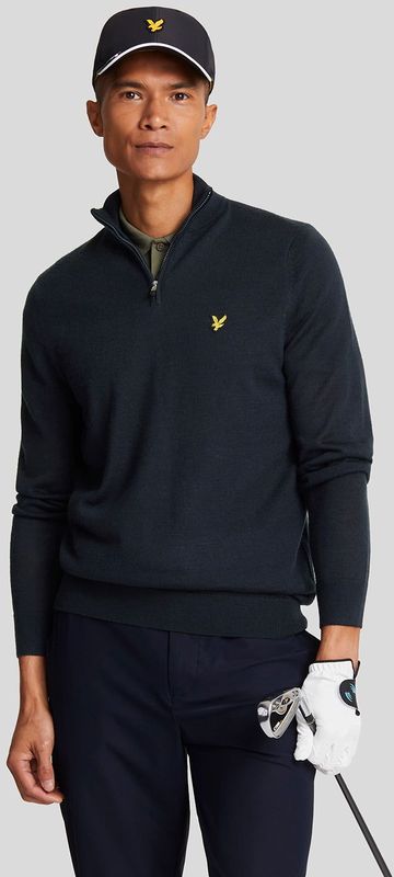 Lyle & Scott - Golf 1/4 Zip - Wolmix Trui - Marineblauw
