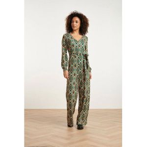 Smashed Lemon - Aztec Print Jumpsuit - Groen - Zandtinten - Zwart