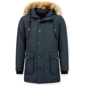 Tony Backer Lange winterjas met grote echte bontkraag
