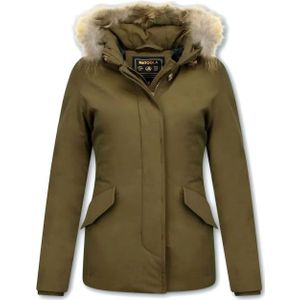 Beluomo - Korte Winterjassen met Bontkraag - Donker - Dames