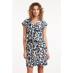 Smashed Lemon - 35103 - Jurk - Donkerblauw/Wit - Dierenprint - V-hals