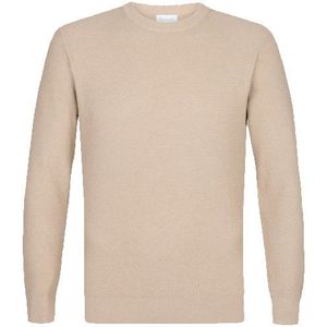 Michaelis Zandkleurige trui met ronde hals en structuur