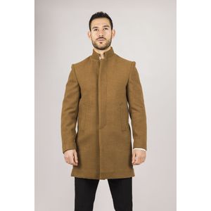 Heren Overjas - Bruin - Wolmix - Met Opstaande Kraag