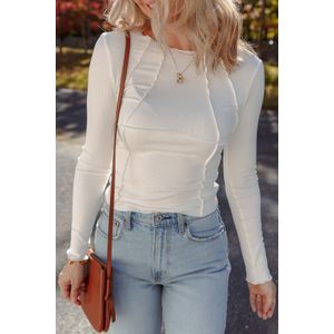 Geribbelde Paneel Lange Mouw Top