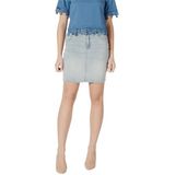 Morgan - A-lijnrok - Lichtblauw - Met Rits en Knop - Voor Dames