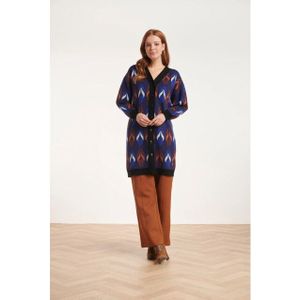 Smashed Lemon - Gebreide Vest - Kobaltblauw - Met Bladeren Print