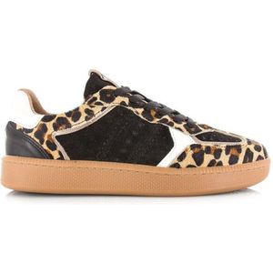 DWRS - Mirabel - Damessneakers - Beige - Panterprint - Suède