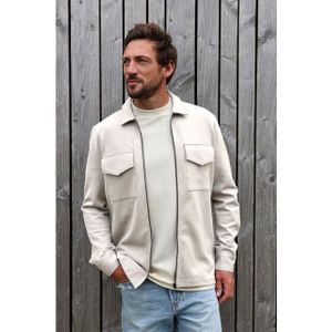 Kultivate 2501030211 luxury zip 297 bone white overshirt van tricot - kultiv