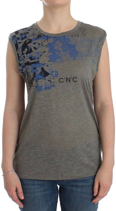 Costume National Grijs geprint mouwloos t-shirt voor vrouwen