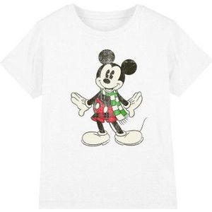 Disney Kinderen/kinderen mickey mouse retro sjaal kerst-t-shirt