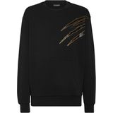 Plein Sport - Cotton Sweatshirt Round Neck LS Lamina Scratch - Hoodie - Zwart