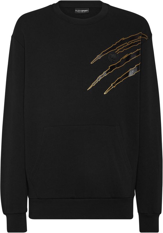 Plein Sport - Cotton Sweatshirt Round Neck LS Lamina Scratch - Hoodie - Zwart