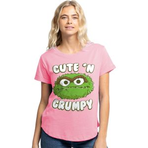 Dames-T-shirt - Roze - Sesamstraat