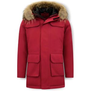 Enos - Parka - Winterjas - Zwart - Met Grote Echte Bontkraag