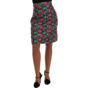 Dolce & Gabbana Roze-Groen Jacquard Kokerrok voor dames