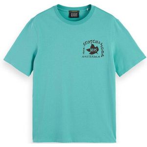 Scotch & Soda - Regular Fit - T-shirt - Met Korte Mouwen - Grafische Print Voor- en Achterkant