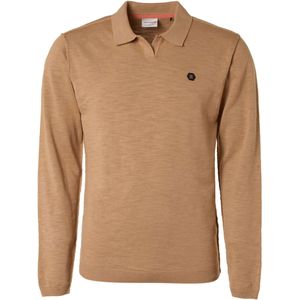 No Excess Polo korte mouw gebreid garment dyed desert