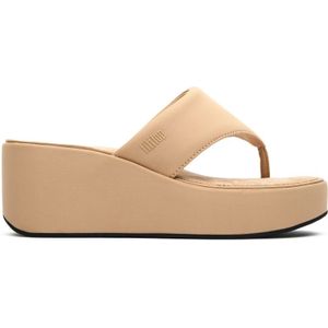 FitFlop - Platfforms Wedge Toe-Post Sandals - Classic Beige - Neopreenachtige Stof