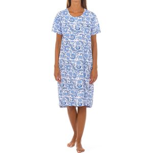 Tekenblauwe nachtjapon met korte mouwen KL45212 dames