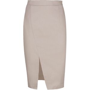 Kokerrok - Beige - Stretchdenim - Knielengte