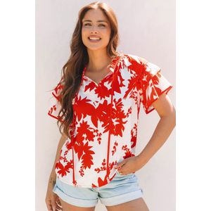 Bloemdruk Blouse met Flatterende Mouwen