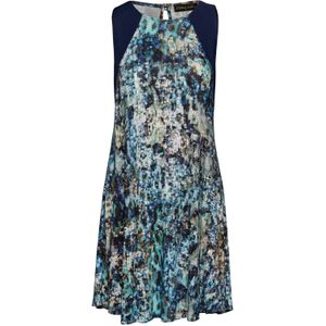 A-lijn Jurk - Marineblauw - Mouwloos - Ronde Halslijn - Decoratieve Knoop