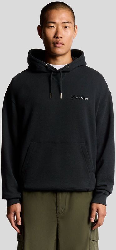 Lyle & Scott - Script Brushback Fleece Hoodie - Marineblauw