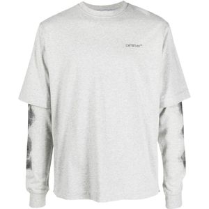 Jumbo Arrow - Gebroken Wit - Dubbel T-shirt - Lange Mouwen - Grijs