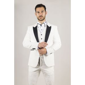 Heren - Fluwelen Trouwtuxedo - Wit - 3-delig - Formele Pak