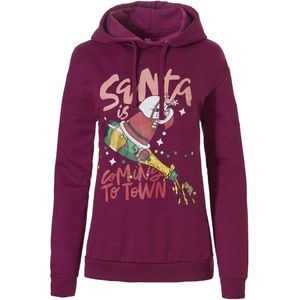 Apollo Dames kersttrui met capuchon santa is coming to town hoodie kerst print