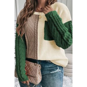 Kleurblok Kabelgebreide Trui