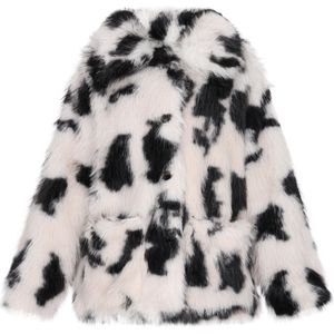 Mymo - Jas - Wit Zwart - Dames - Statement-jack met Bontpatroon