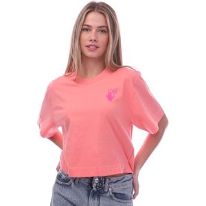 Dames - T-shirt - Off White - Hands Off Cropped