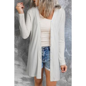 Geribbelde Brei Lange Mouwen Cardigan