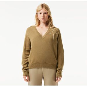 Lacoste - Relaxed Fit - Gekaarde Wol Trui - Bruin
