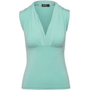 CONQUISTA - Mouwloze Faux Overslagtop - Stretchstof - Viscose-Elastaan