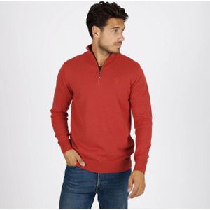 Q1905 - Kralingen - Heren Trui - Oranje Melange - Fijngebreid met Halve Rits