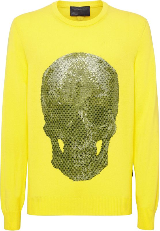 Philipp Plein - Iconic Plein - Cashmere Pullover - Geel - Ronde Hals