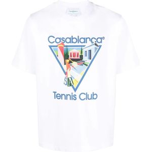 Casablanca La Joueuse Tennisclub T-shirt in wit