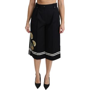 Dolce & Gabbana - High Waist Cropped Palazzo Broek - Zwart - Katoen