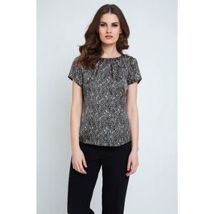 Conquista Fashion - Satijnen Viscose Top - Korte Mouwen - Ronde Halslijn
