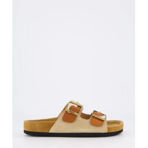 Isabel Marant - Lelik - Teenslippers - Beige - Kalfsleer - Vlammenpatroon