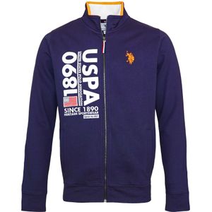 U.S. POLO ASSN. - Sweatvest - Donkerblauw - Sweatstof - Ritssluiting, Opstaande Kraag, Logoprint